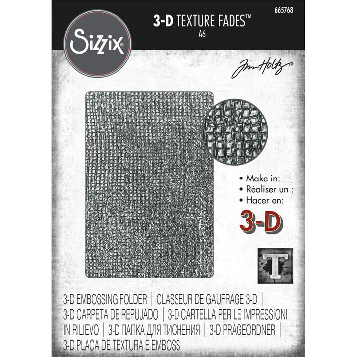 Tim Holtz 3D Texture Fades Embossing Folder: Woven, by Sizzix (665768)