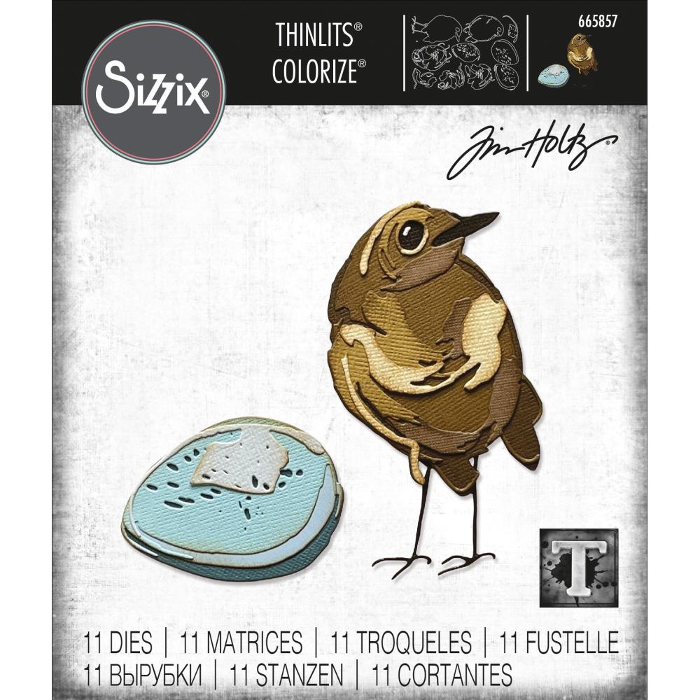 Tim Holtz Thinlits Die: Bird & Egg Colorize, by Sizzix, 11/pkg (665857)