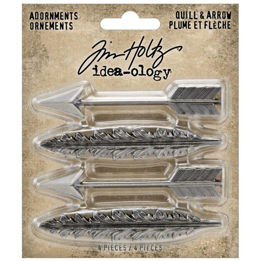 Tim Holtz Idea-Ology Metal Adornments: Quill & Arrow, 4/Pkg (TH94220)