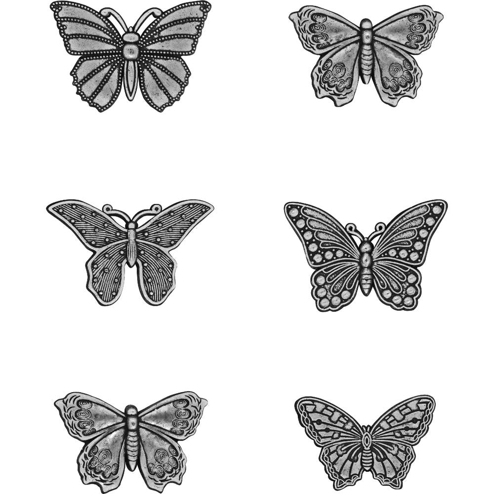Tim Holtz Idea-Ology 1" Metal Adornments: Butterflies, 6/Pkg (TH93689)
