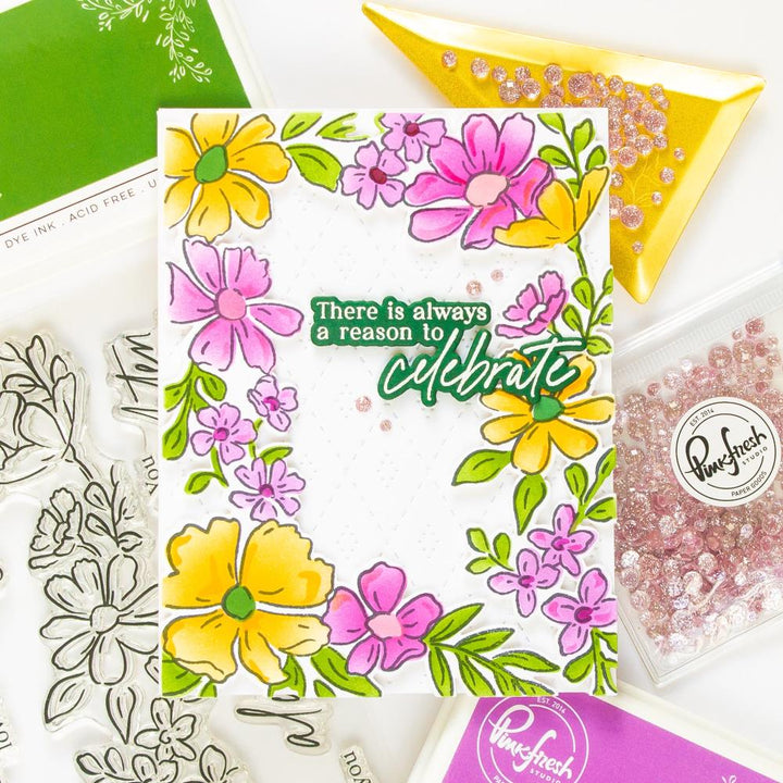 Pinkfresh Studio 6"x8" Clear Stamps: Floral Border (PF182622)