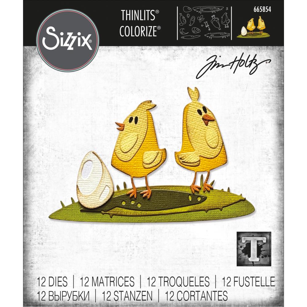 Tim Holtz Thinlits Die: Papercut Chicks Colorize, by Sizzix, 12/pkg (665854)