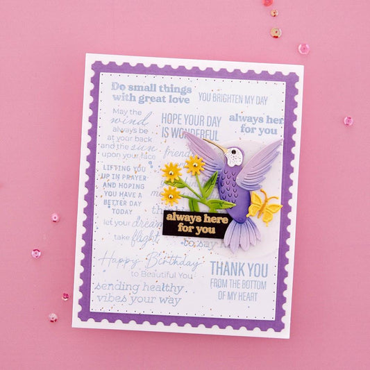 Spellbinders Clear Acyrlic Stamps: Hummingbird - Sentiments, By Bibi Cameron (STP169)