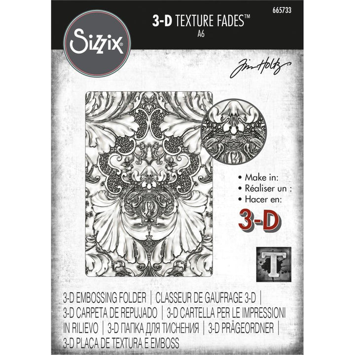 Tim Holtz 3D Texture Fades Embossing Folder: Damask, by Sizzix (665733)