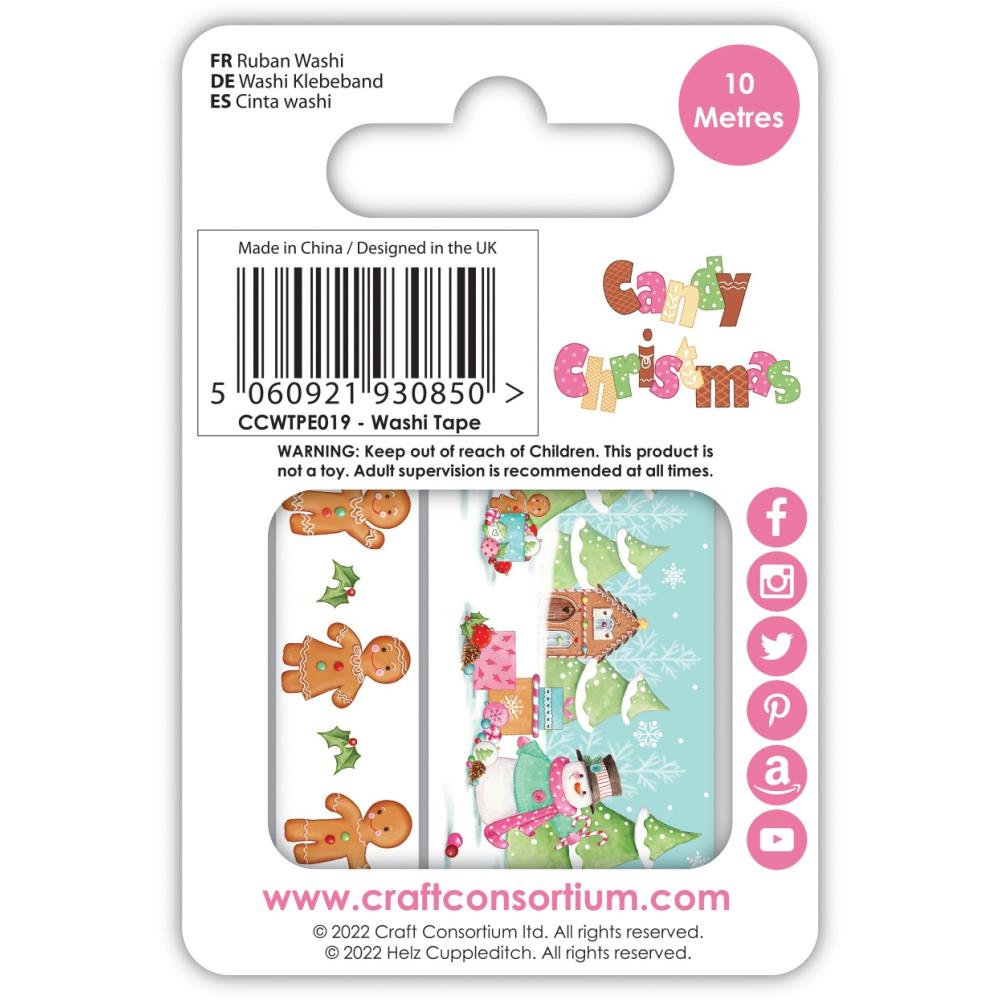 Craft Consortium Candy Christmas Washi Tape, 2/Pkg (CWTPE019)