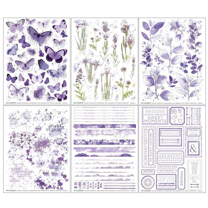 49 and Market Color Swatch: Lavender 6"X8" Rub-Ons, 6/Sheets (CSL41435)