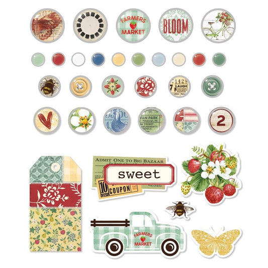 Simple Stories Simple Vintage Berry Fields Decorative Brads (BER20131)