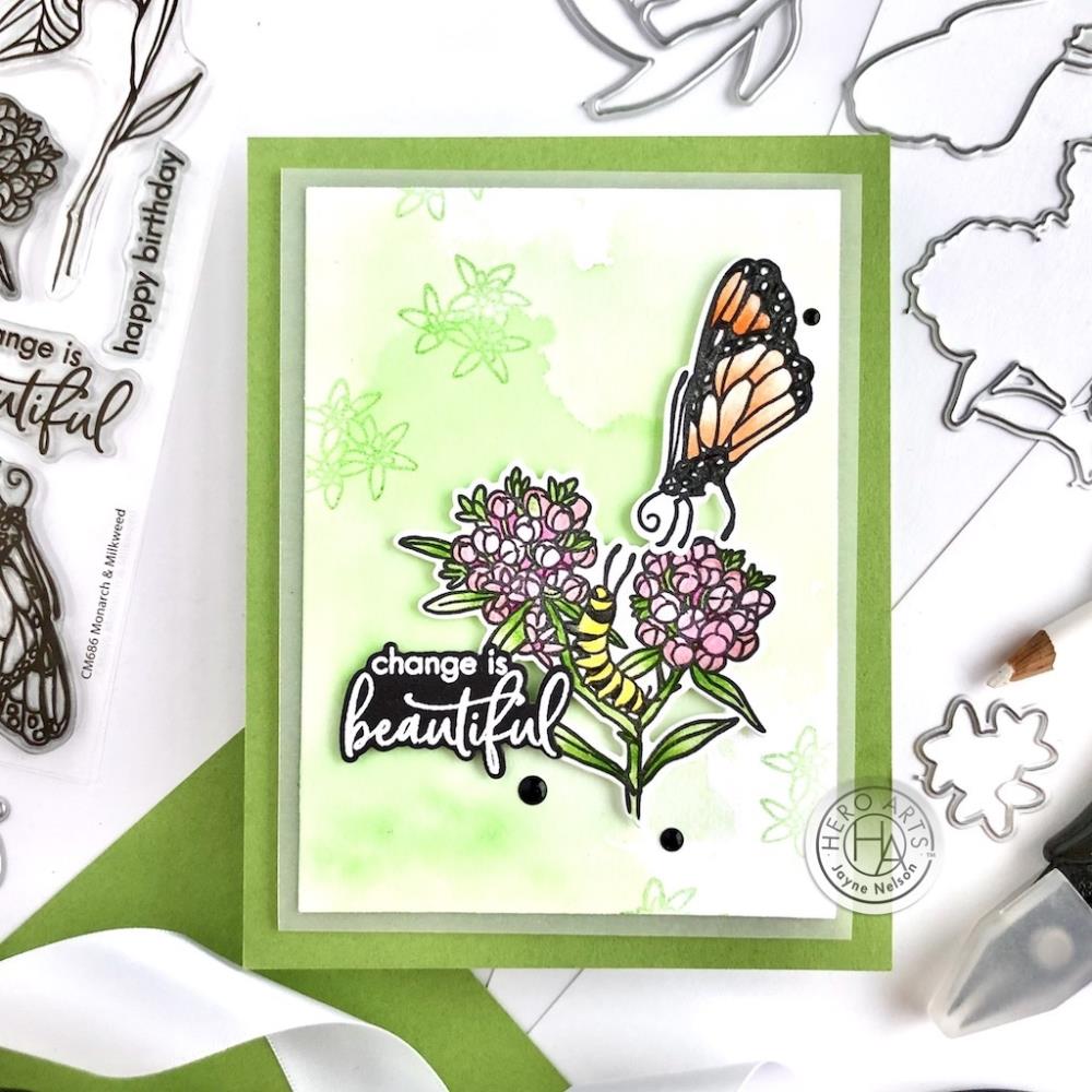 Hero Arts Clear Stamp & Die Combo: Monarch & Milkweed (HASB357)