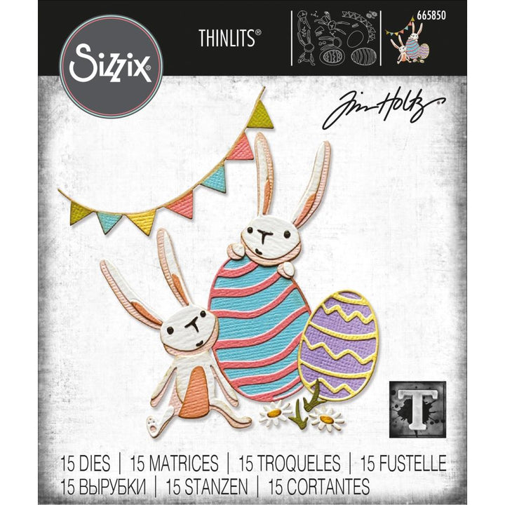 Tim Holtz Thinlits Die: Bunny Games, by Sizzix, 15/pkg (665850)