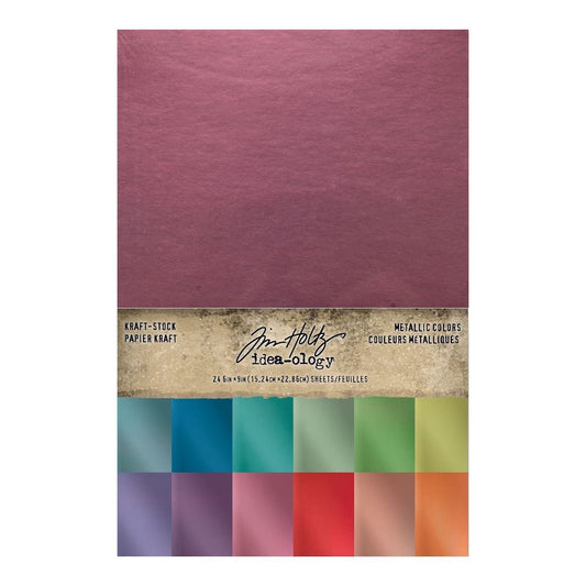 Tim Holtz Idea-Ology 6"x9" Kraft-Stock Stack Cardstock Pad: Metallic Colors, 24/Pkg (TH94228)