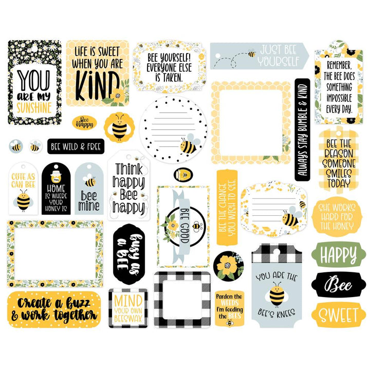 Echo Park Bee Happy Cardstock Ephemera: Frames & Tags, 33/Pkg (BH319025)