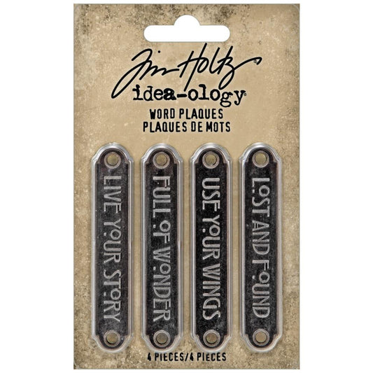 Tim Holtz Idea-Ology Metal Word Plaques, 4/Pkg (TH94246)