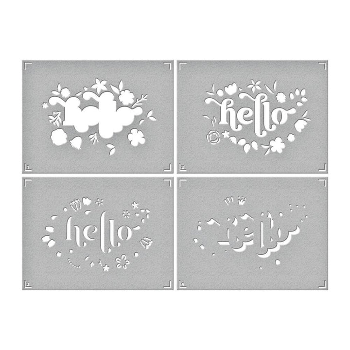 Spellbinders Stencil: Layered Floral Hello (STN������51)