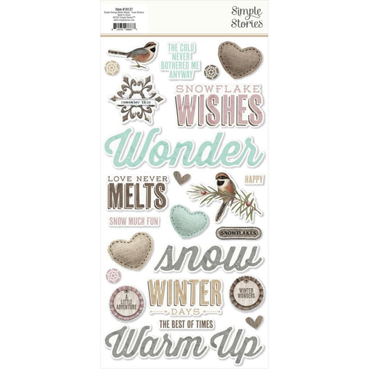 Simple Stories Vintage Winter Woods Foam Stickers, 49/Pkg (SVWW9127)