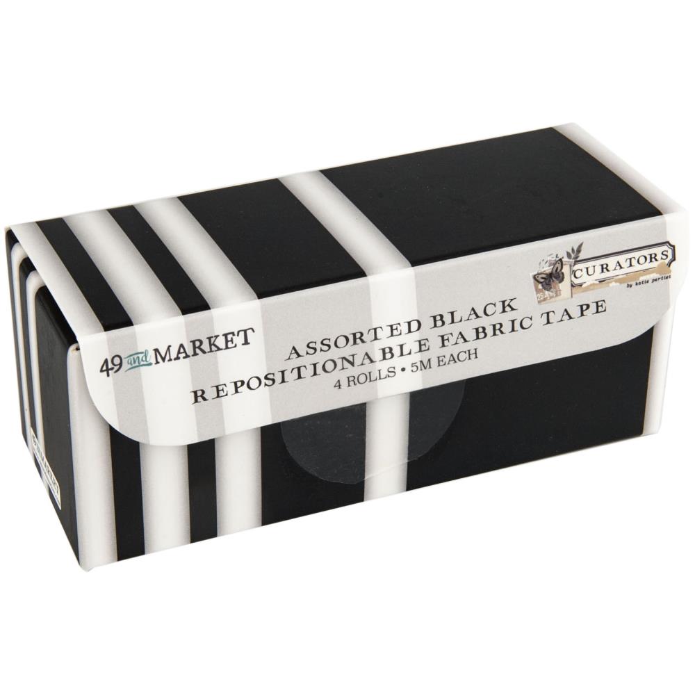 49 and Market Curators Fabric Tape Set: All Black Assortment, 4/Rolls (C36806)