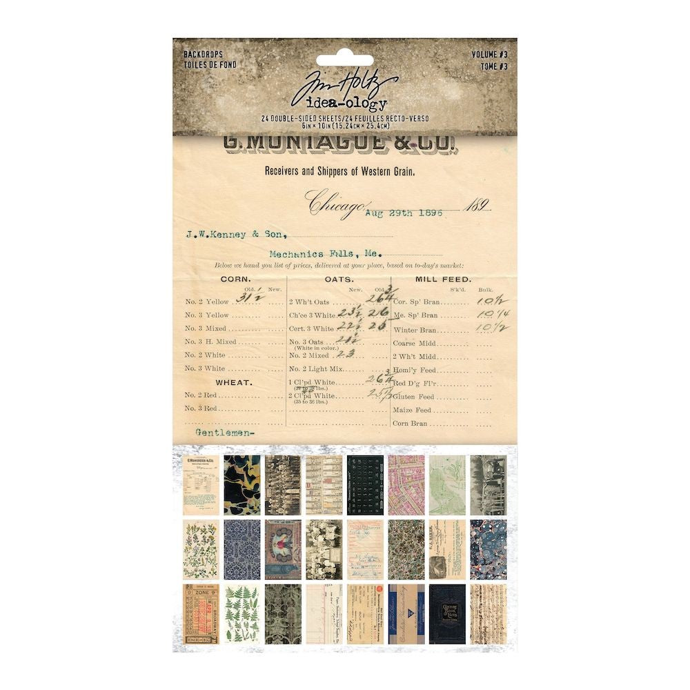 Tim Holtz Idea-Ology 6"x10" Backdrops Double-Sided Cardstock: Volume #3, 24/Pkg (TH94247)