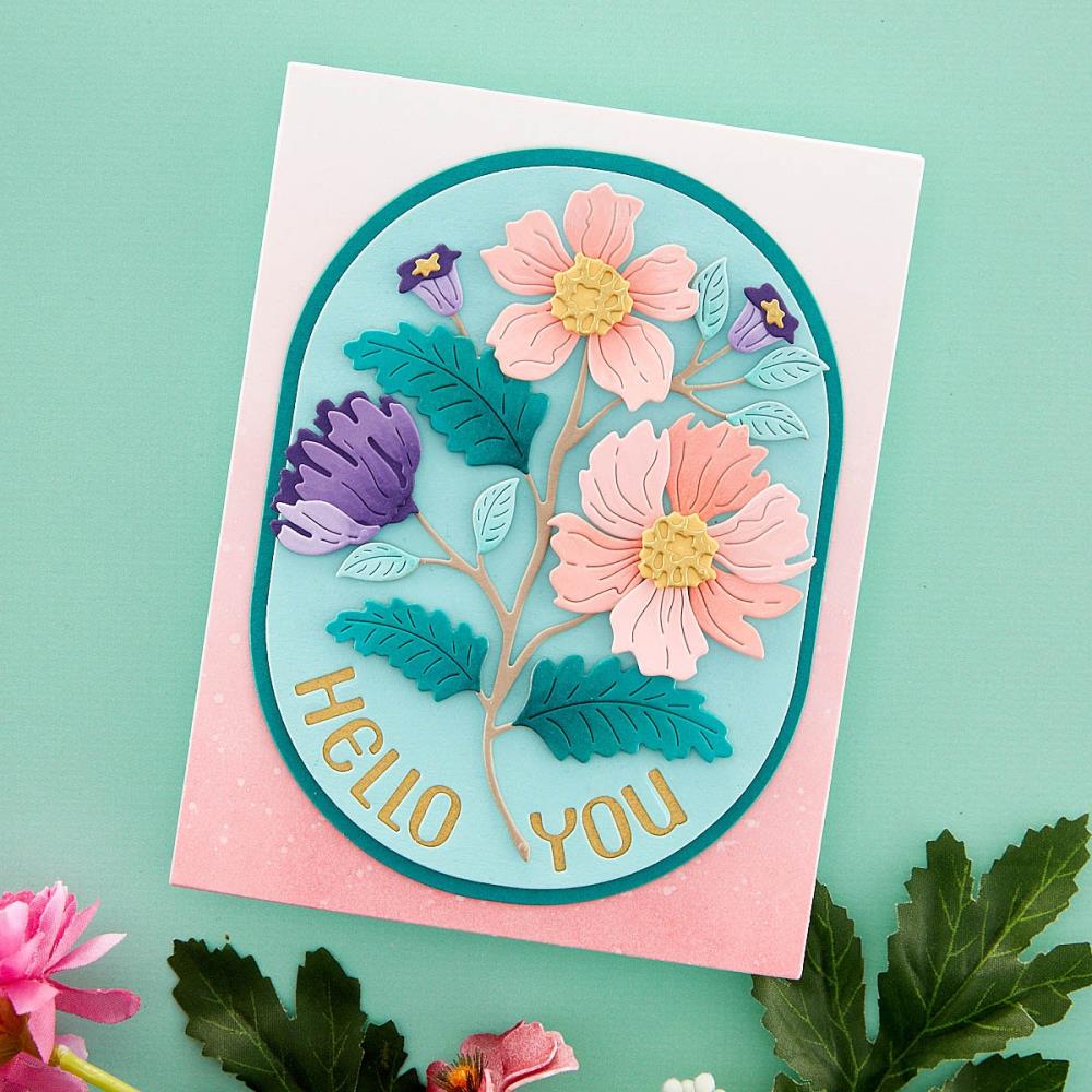 Spellbinders Etched Dies: Stylish Ovals - Hello You Floral (S5565)