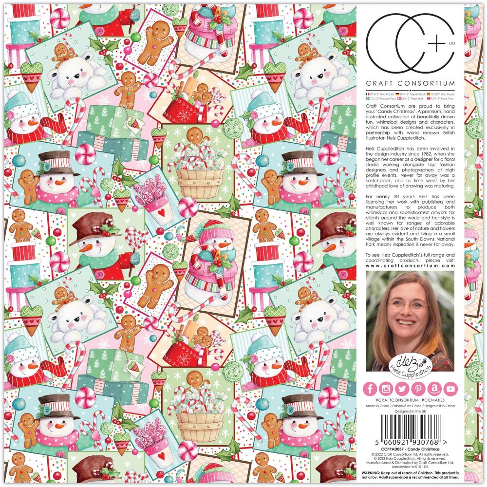 Craft Consortium Candy Christmas 12"x12" Double Sided Paper Pad (PAD037)