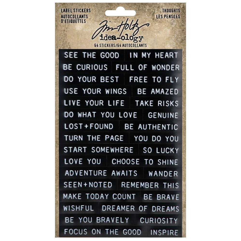 Tim Holtz Idea-Ology Sentiments Label Stickers: Thoughts, 64/Pkg (TH94229)