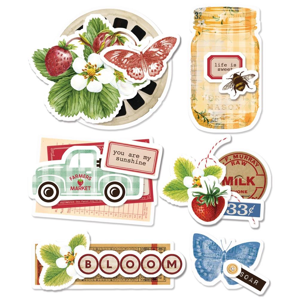 Simple Stories Simple Vintage Berry Fields Layered Stickers, 6/Pkg (BER20129)