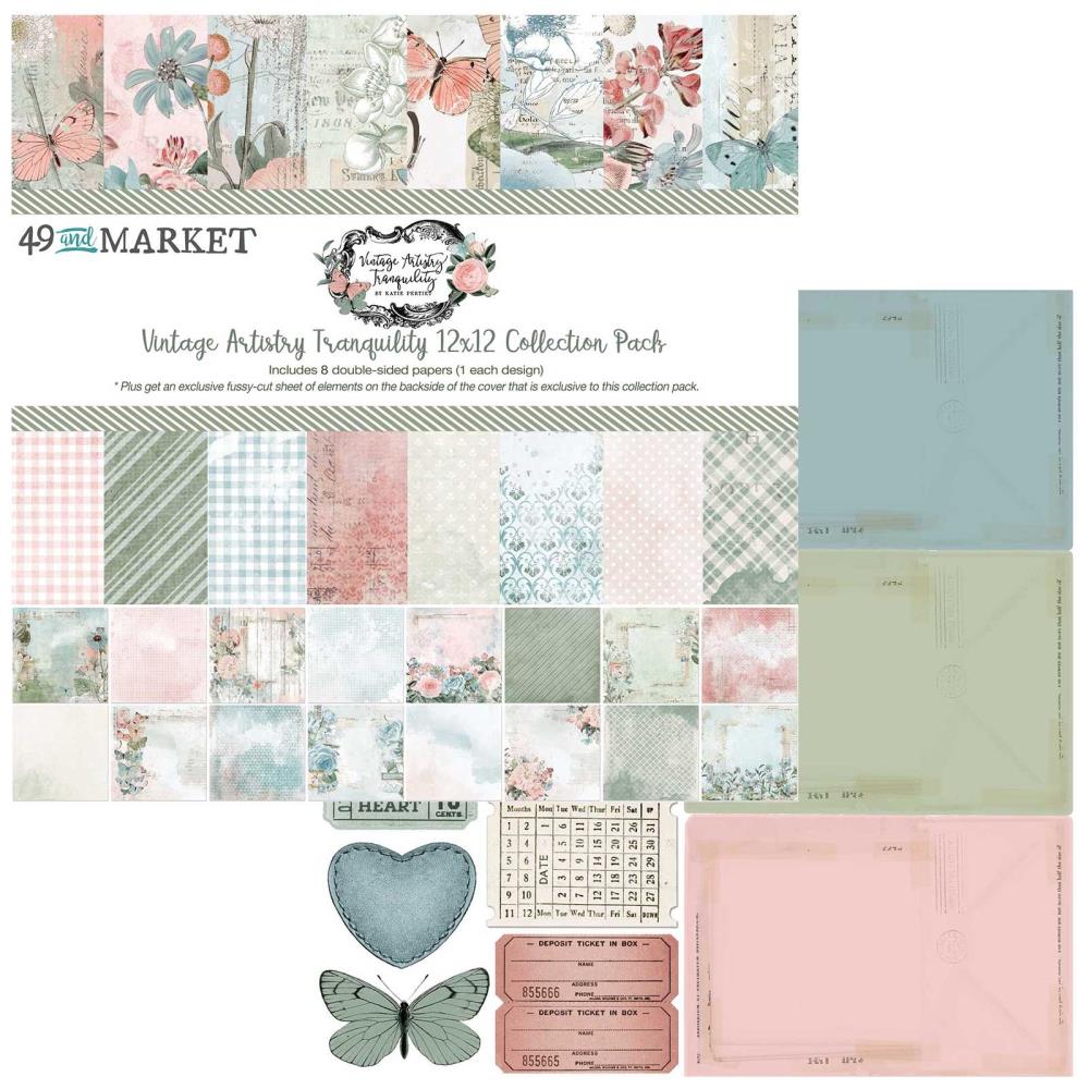 49 and Market Vintage Artistry Tranquility 12"x12" Collection Pack (VAT39623)