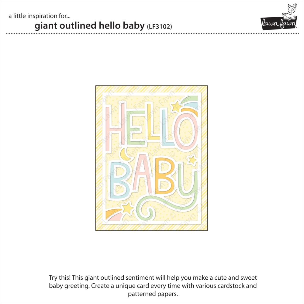Lawn Fawn Lawn Cuts Custom Craft Die: Giant Outlined Hello Baby (LF3102)
