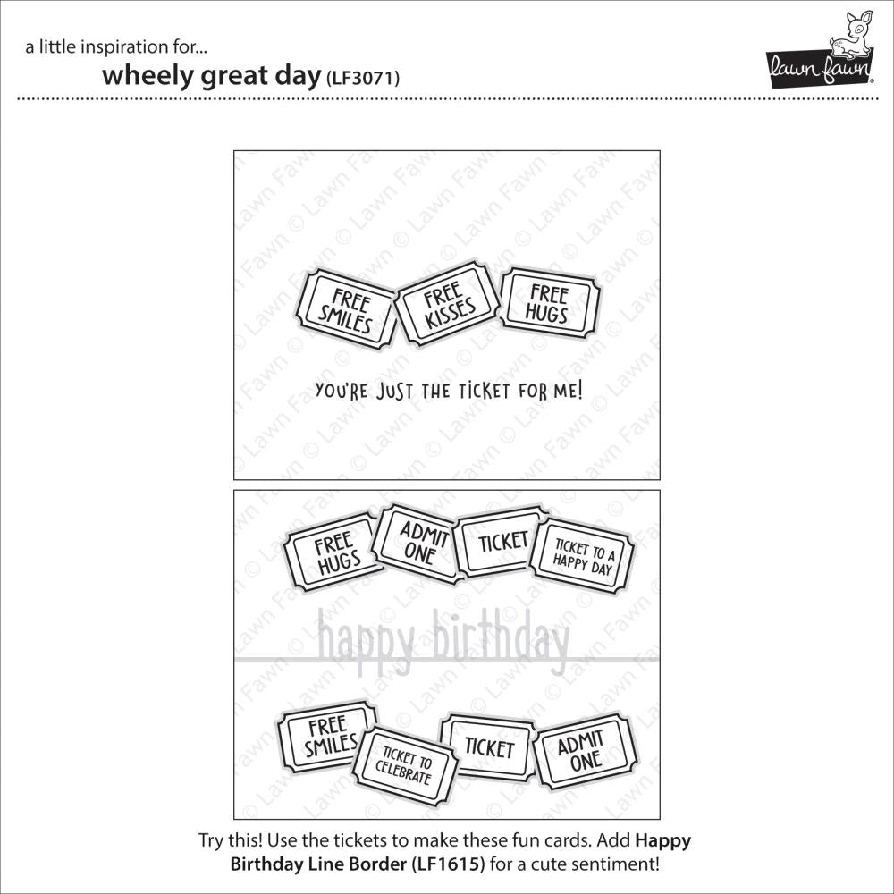 Lawn Fawn 4"X6" Clear Stamps: Wheely Great Day (LF3071)