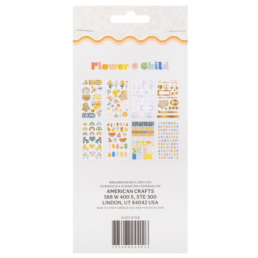 Jen Hadfield Flower Child Sticker Book, W/Silver Foil Accents, 212/Pkg (JH014158)