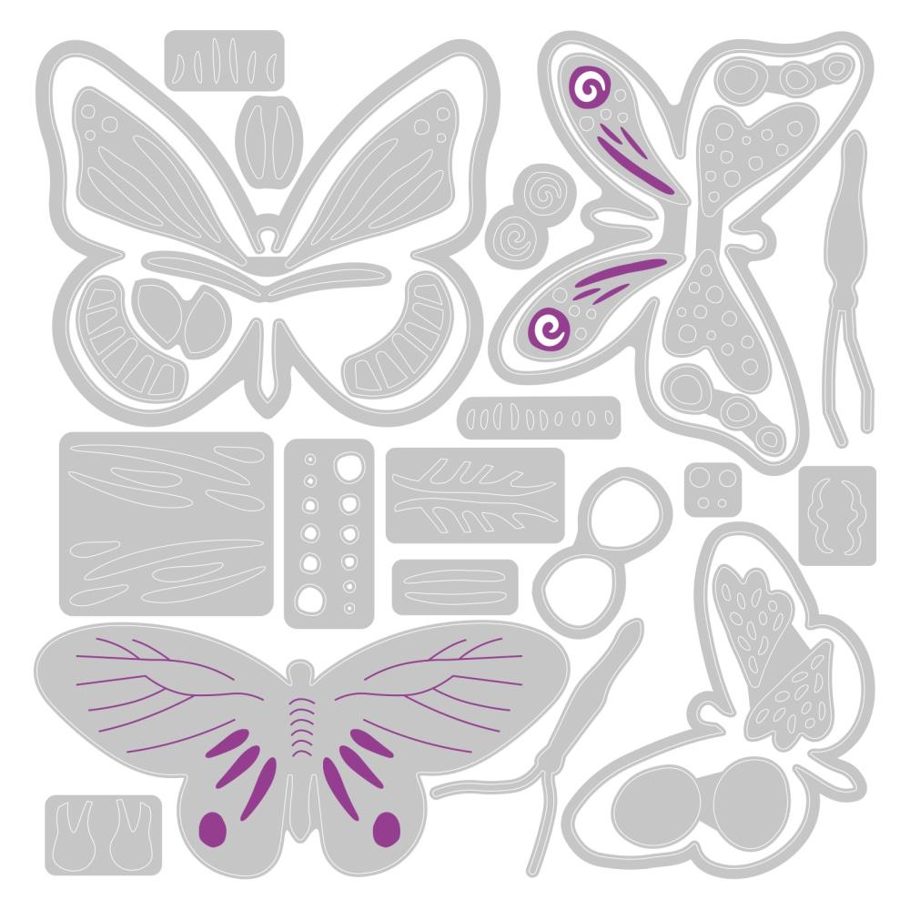 Sizzix Thinlits Dies: Patterned Butterfly, by Jenna Rushforth (665896)
