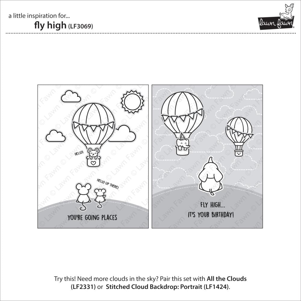 Lawn Fawn 4"X6" Clear Stamps: Fly High (LF3069)