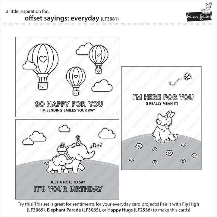 Lawn Fawn 4"X6" Clear Stamps: Offset Sayings, Everyday (LF3081)