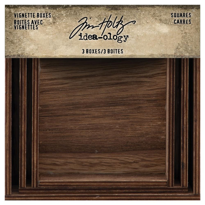 Tim Holtz Idea-Ology Wooden Vignette Boxes: Squares, 3/Pkg (TH94242)