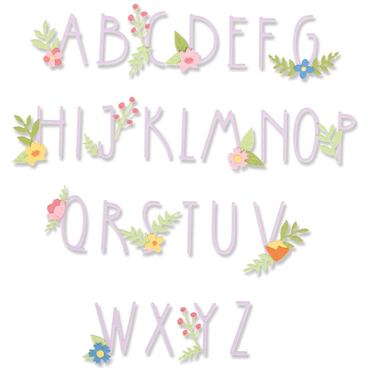 Sizzix Thinlits Dies: Floral Alphabet, 66/Pkg, By Alexis Trimble (666236)