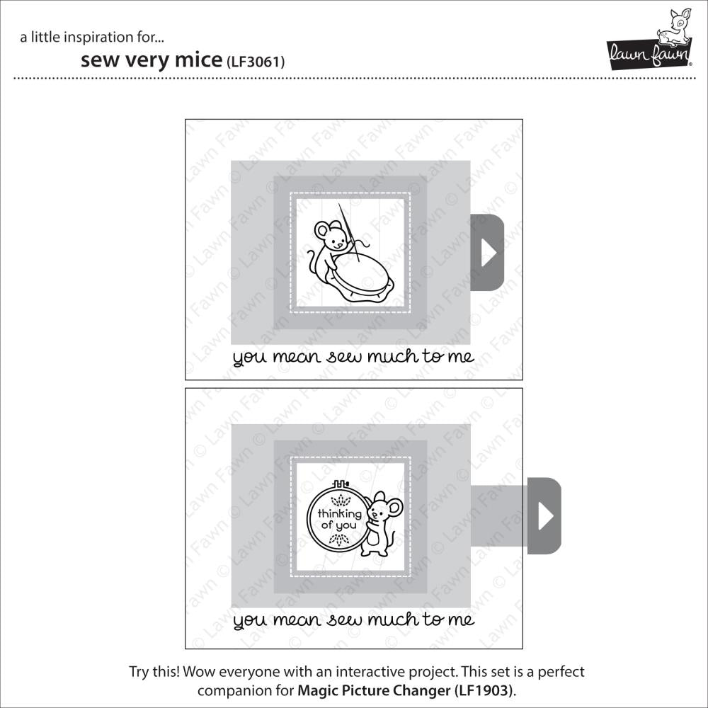 Lawn Fawn 4"X6" Clear Stamps: Sew Very Mice
(LF3061)