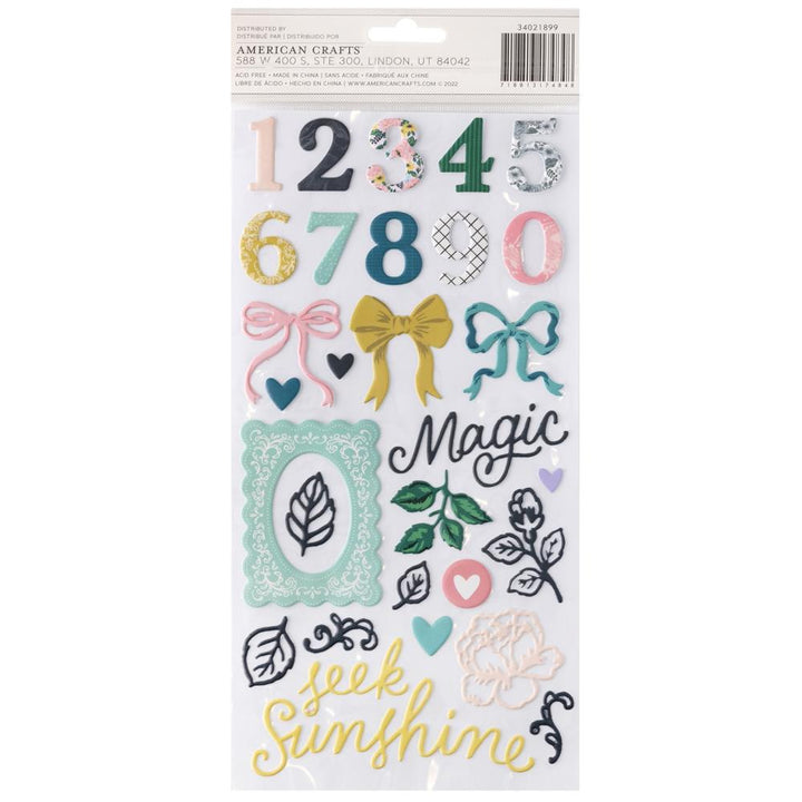 Maggie Holmes Woodland Grove Thickers Stickers: Dream Chaser Phrase/Puffy, 63/Pkg (MH021899)