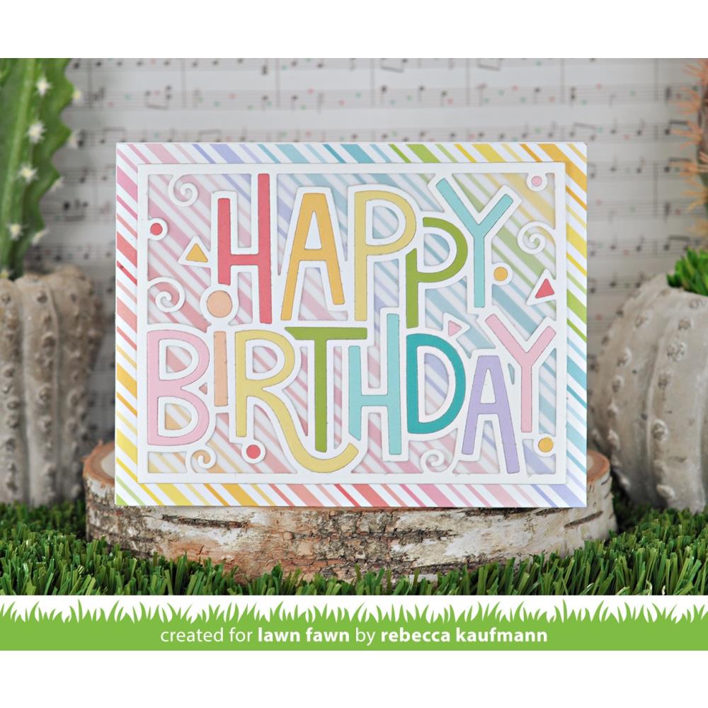 Lawn Fawn Lawn Cuts Custom Craft Die: Giant Outlined Happy Birthday: Landscape (LF3103)