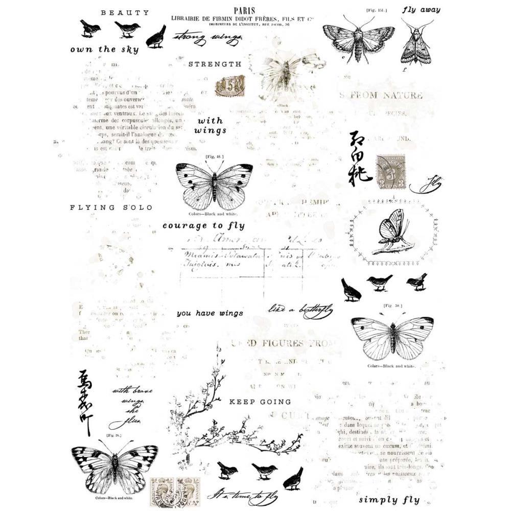 49 and Market Vintage Butterflies 01 6"x8" Rub-On Transfers, 2 Sheets (VB37520)
