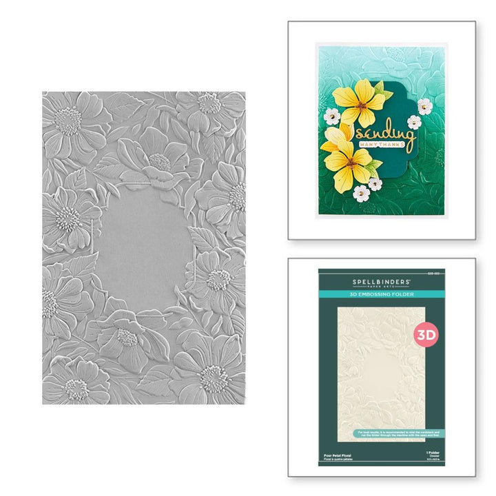 Spellbinders Four Petals 5.5"x8.5" 3D Embossing Folder: Floral (E3D053)