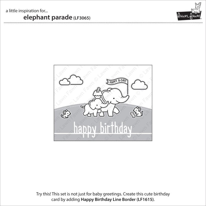 Lawn Fawn 4"X6" Clear Stamps: Elephant Parade (LF3065)