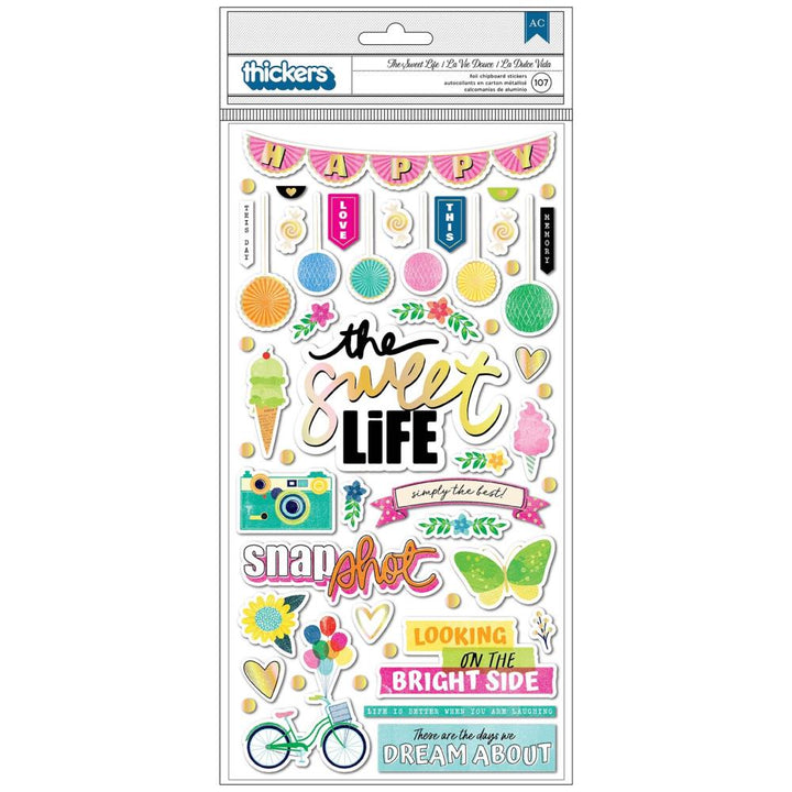 Vicki Boutin Sweet Rush Thickers Stickers: The Sweet Life Phrase & Icon/Chipboard, 107/Pkg (VB013611)