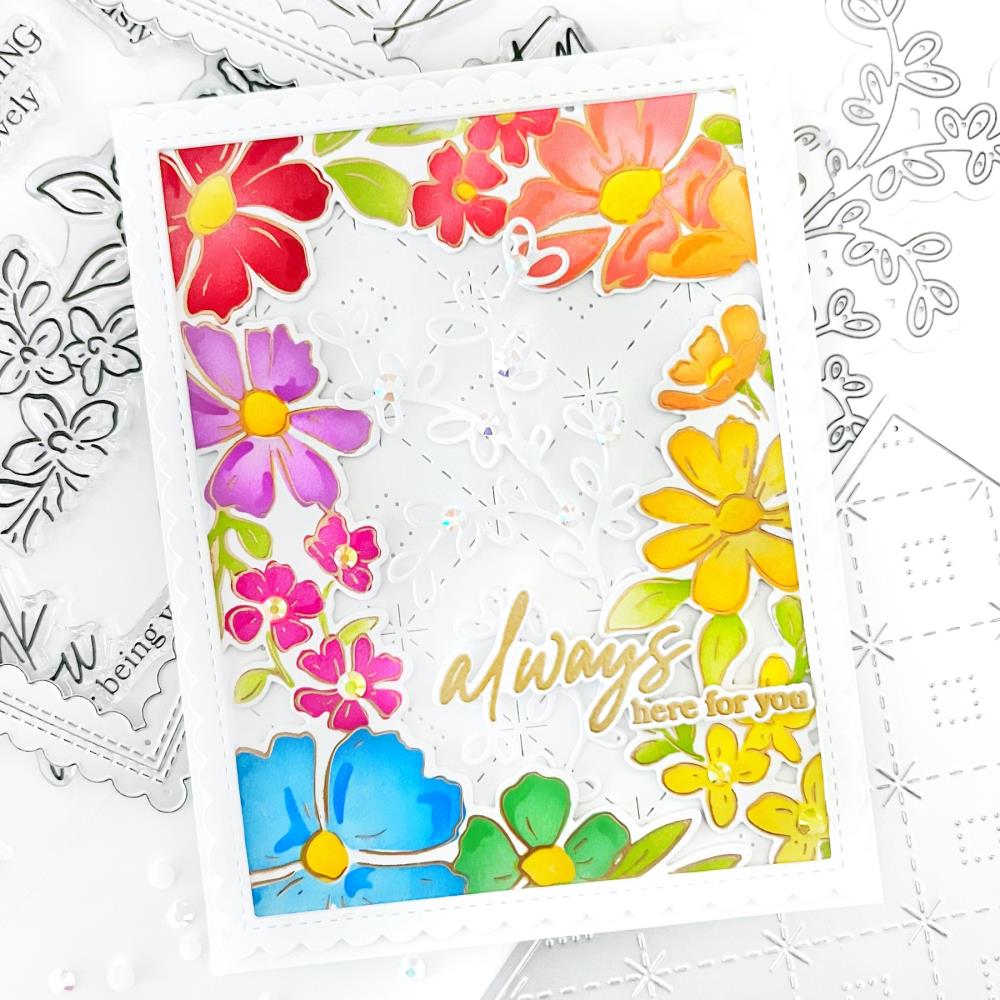 Pinkfresh Studio 6"x8" Clear Stamps: Floral Border (PF182622)