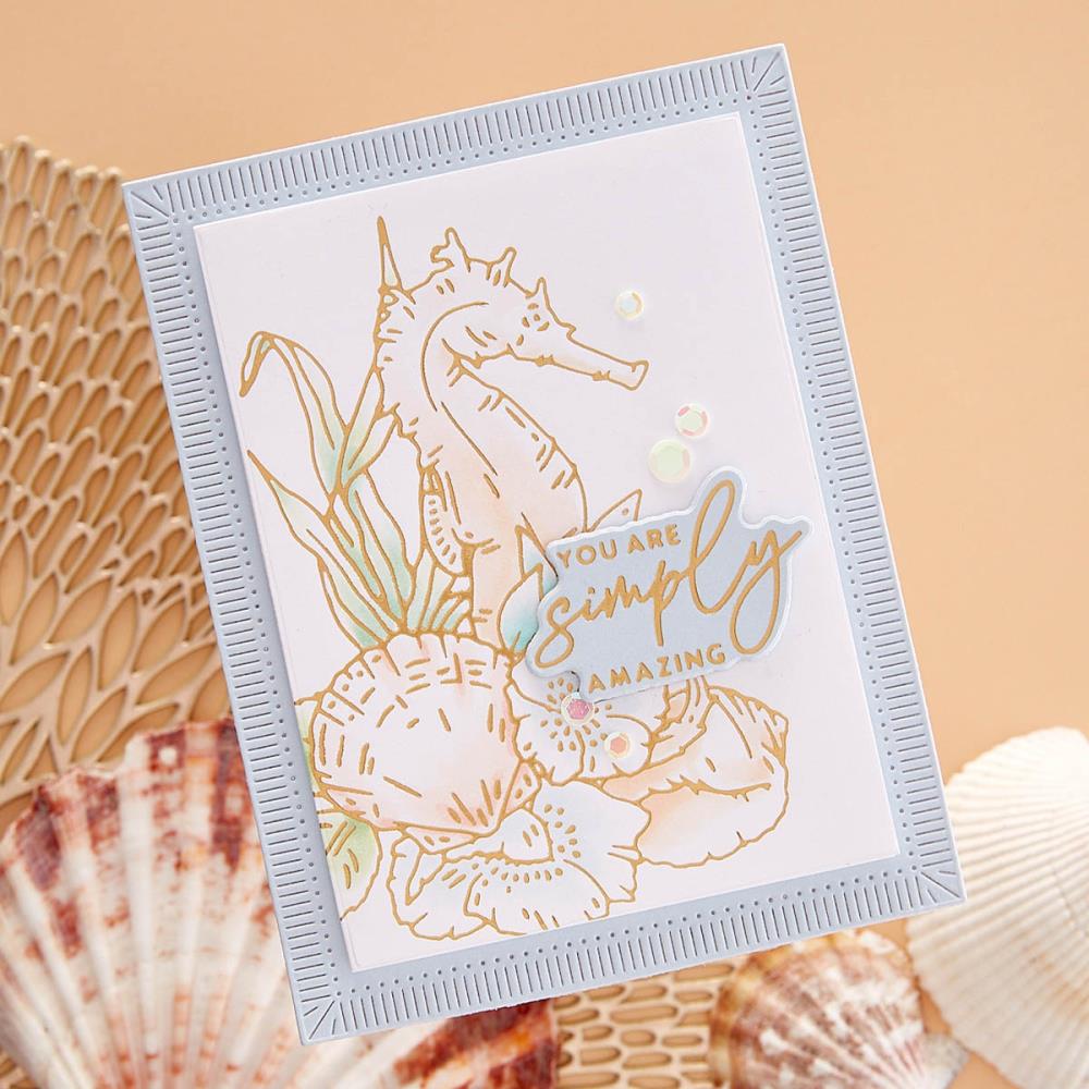 Spellbinders Glimmer Hot Foil Plate & Die Set: Seahorse Floral, By Dawn Woleslagle (GLP371)