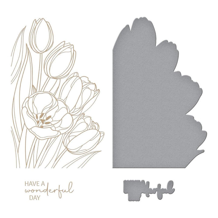 Spellbinders Four Petals Glimmer Hot Foil Plate & Die: Wonderful Tulips (GLP377)