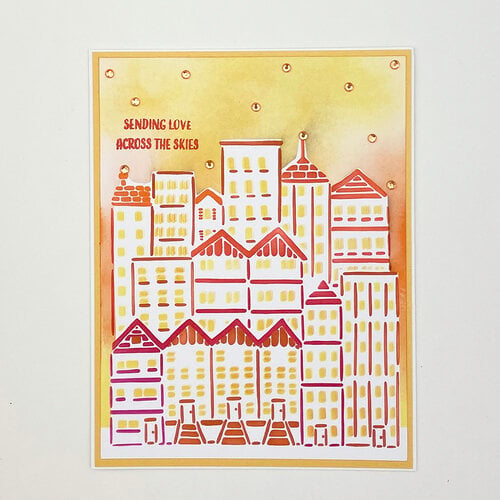 Crafters Workshop 8.5"X11" 4-in-1 Layering Card Stencil: A2 Cityscape Buildings (TCW8.56016)
