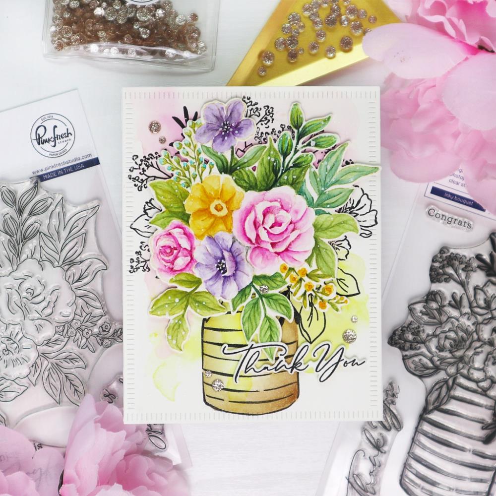 Pinkfresh Studio 4"x6" Clear Stamp Set: Inky Bouquet (PF191523)