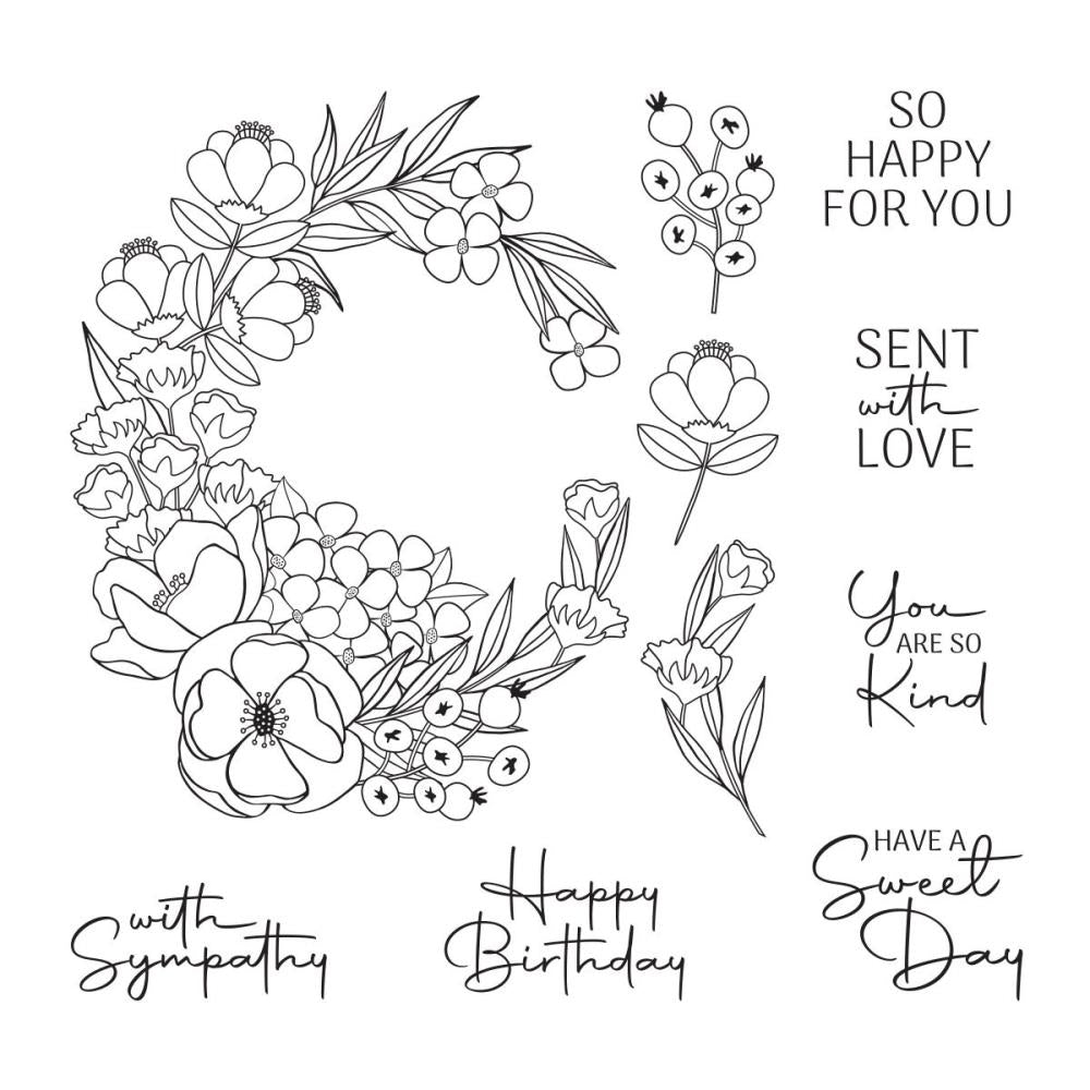 Spellbinders Four Petals Clear Stamp Set: Sweet Day Flowers (STP179)