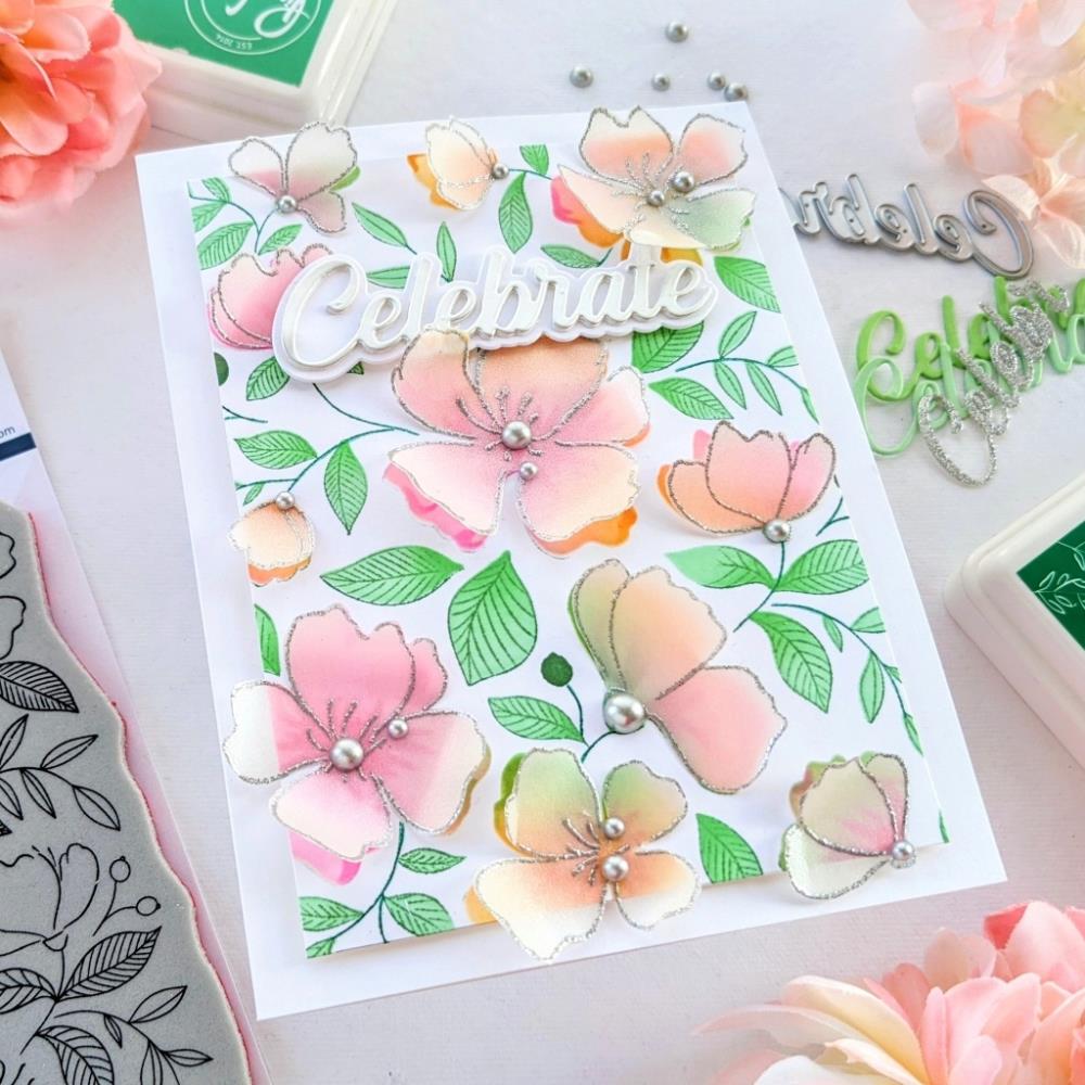 Pinkfresh Studio A2 Cling Rubber Background Stamp Set: Delicate Floral Print (PF144822)