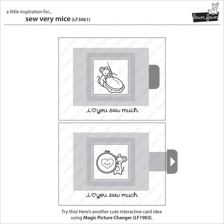 Lawn Fawn 4"X6" Clear Stamps: Sew Very Mice
(LF3061)