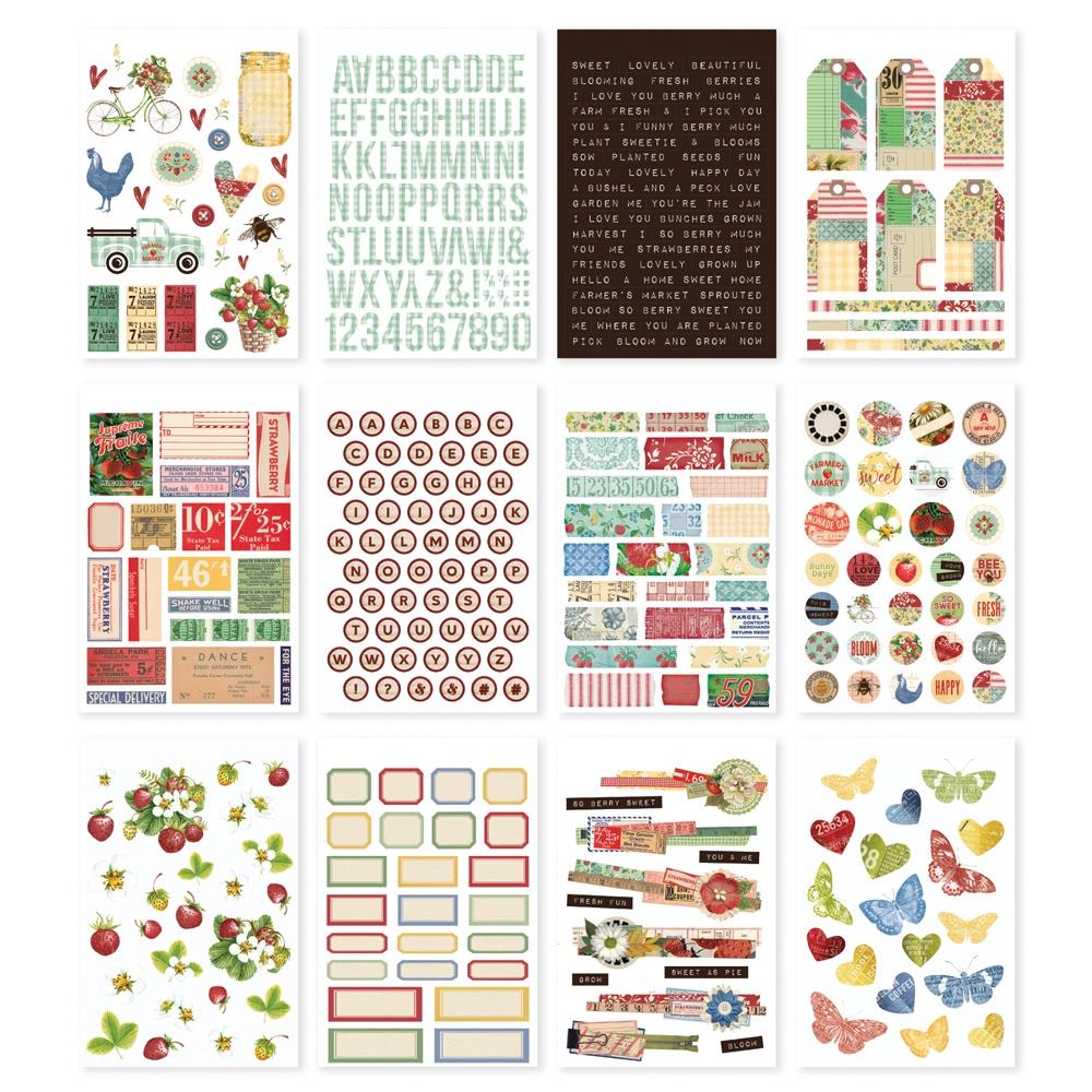 Simple Stories Simple Vintage Berry Fields Sticker Book, 12/Sheets, 386/Pkg (BER20125)