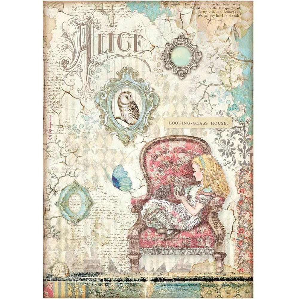 Stamperia Alice Looking Glass House A4 Rice Paper Sheet (DFSA4601)